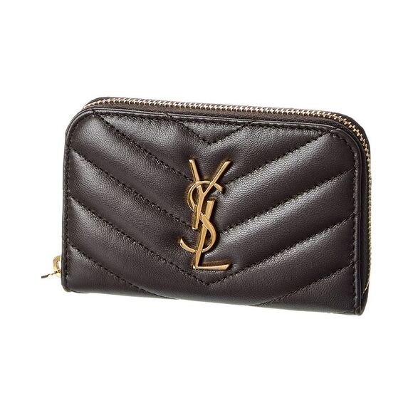 Saint Laurent Cassandre Leather Coin Purse, Brown - Picture 3 of 5